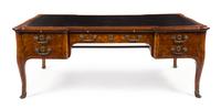 A Louis XV Style Kingwood and Parquetry Bureau Plat Height 30 1/2 x width 78 1/2 x depth 41 1/4 inches. — EARLY 20TH CENTURY
