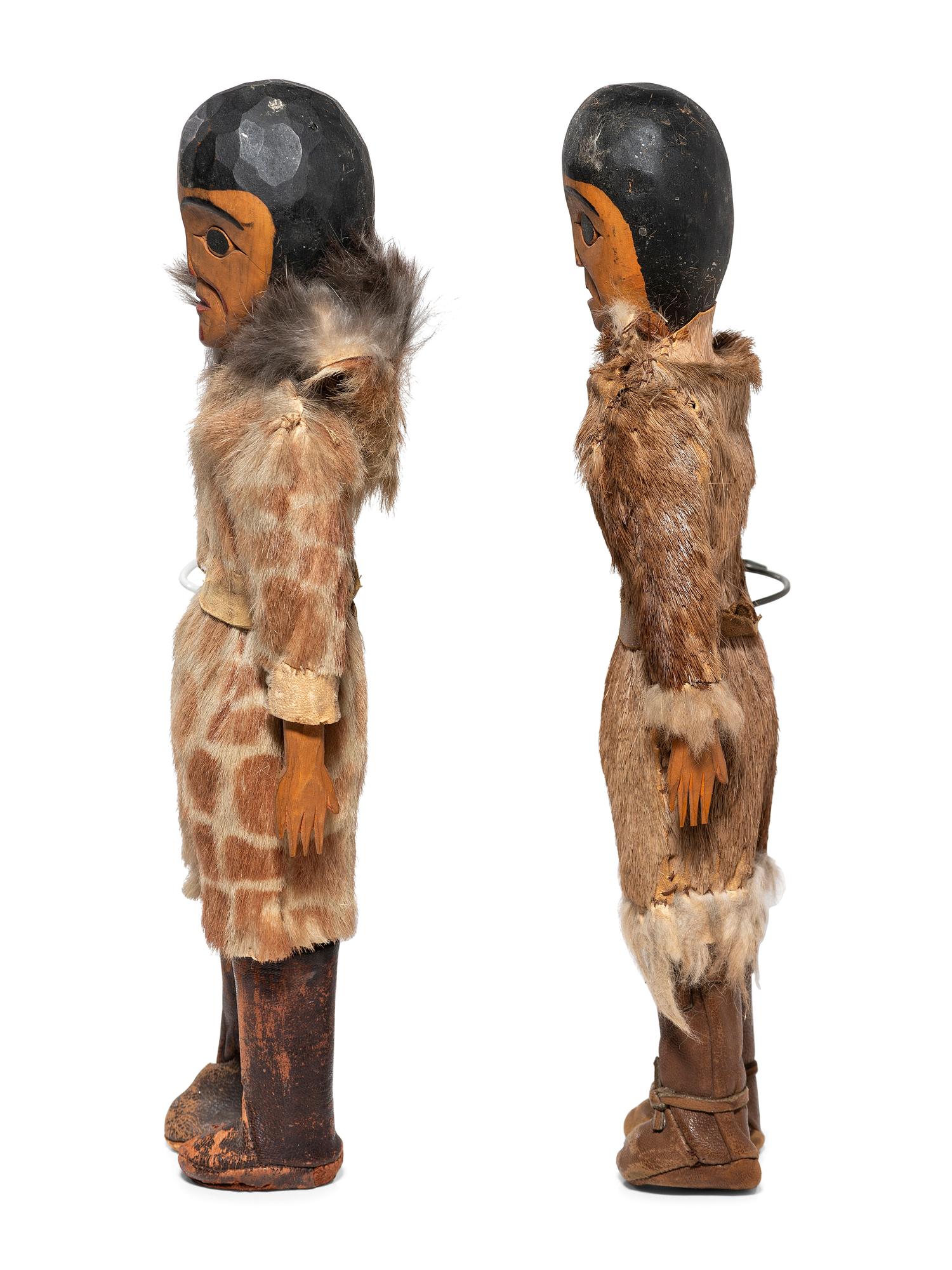 Pair of Haida Carved Wood Dolls