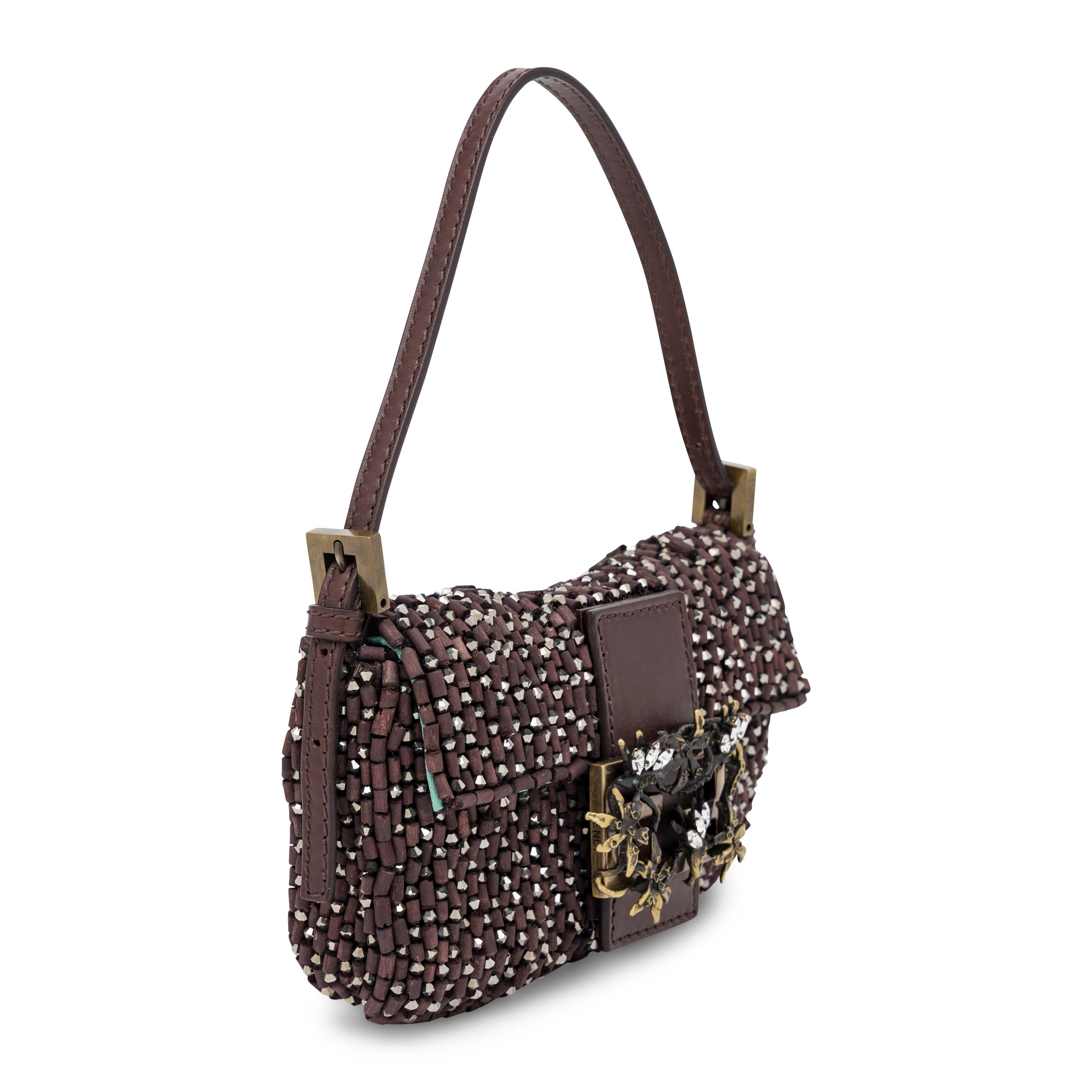 Fendi, Mini Baguette in Bead-Embellished Satin