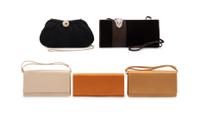 Five Designer Bags: Two Judith Leiber Bags, Three Prada Bags