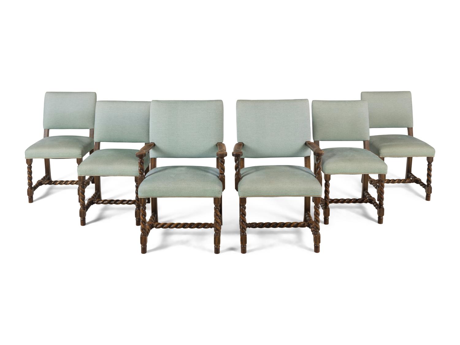A Set of Six Jacobean Style Oak Dining Chairs