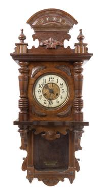 A Victorian Walnut Regulator Clock Height 37 inches. — 19TH/20TH CENTURY