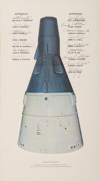 [SPACE EXPLORATION]. Gemini Spacecraft . Lithograph signed by Gemini and Mercury astronauts.