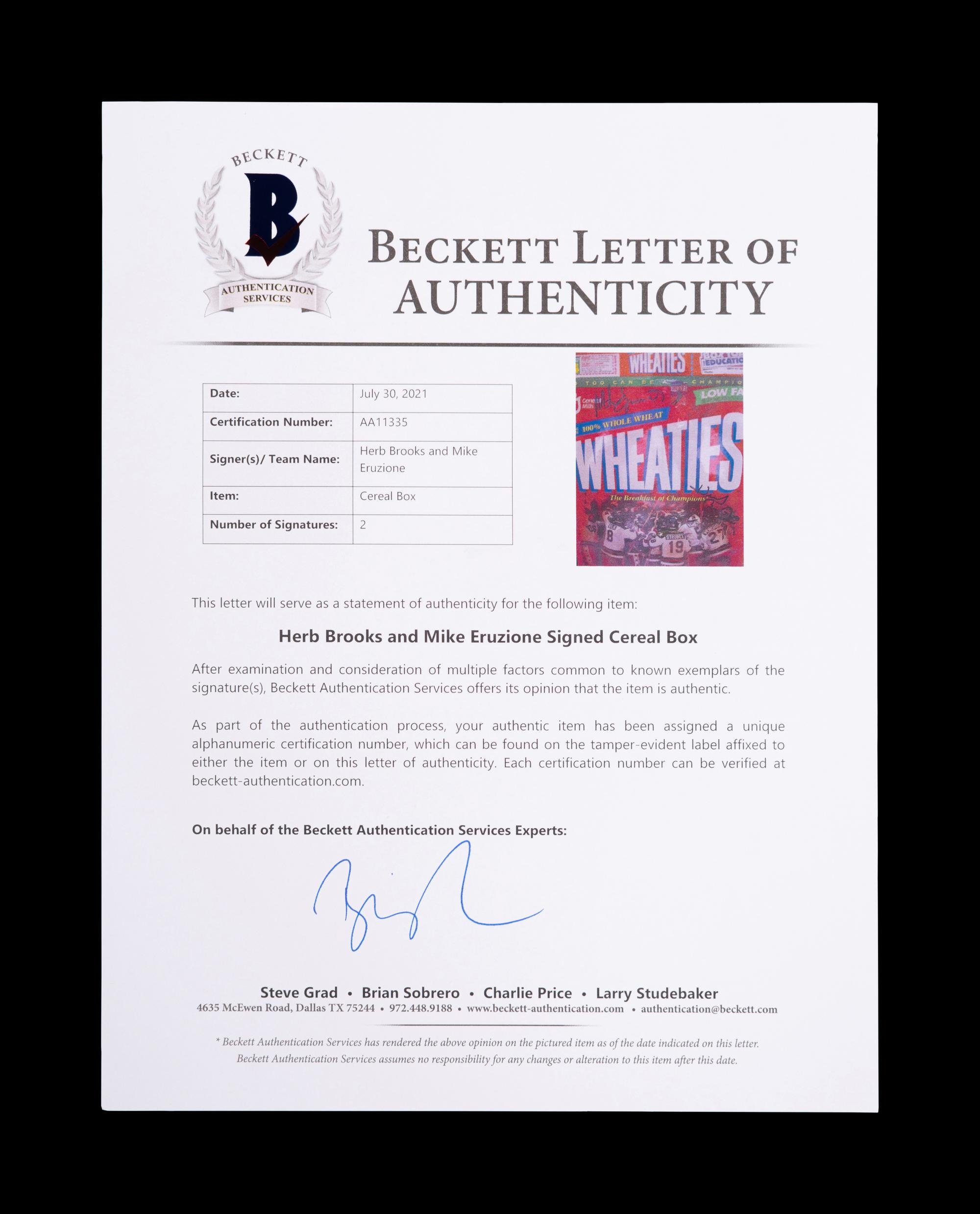 A Group of 1980 United States Olympic Hockey Team Signed Autographed Items Including Herb Brooks (BAS Beckett Authentication Services Certified),