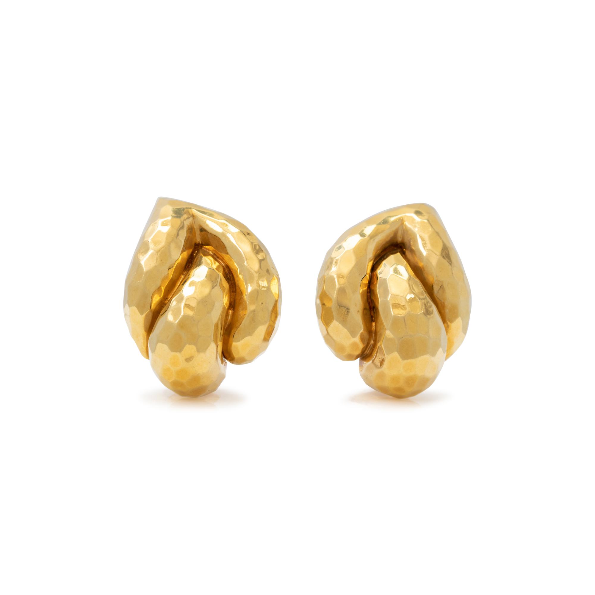HENRY DUNAY, YELLOW GOLD EARCLIPS