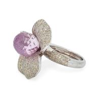 MORGANITE AND DIAMOND FLOWER RING