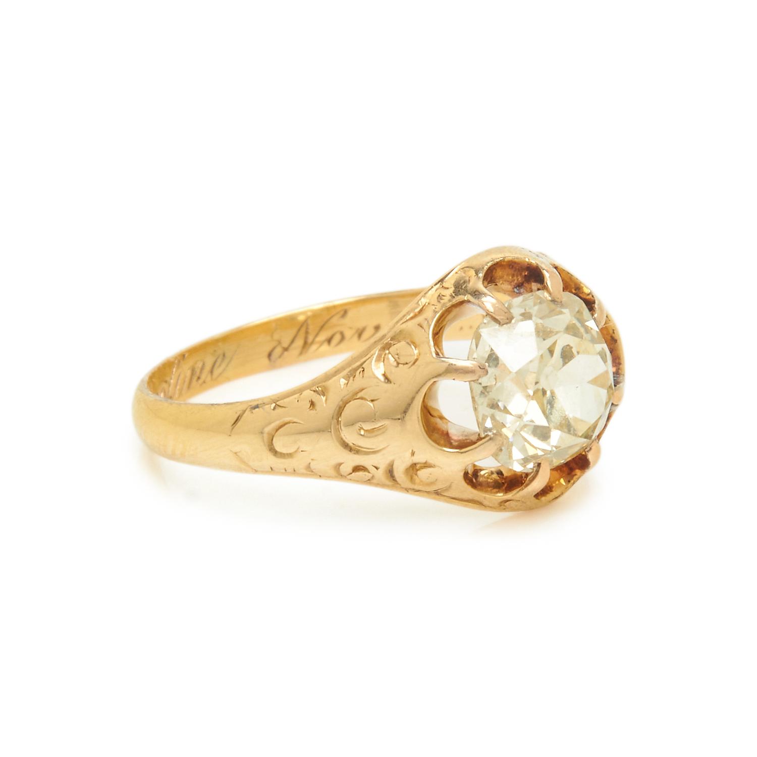 ANTIQUE, YELLOW GOLD AND DIAMOND RING