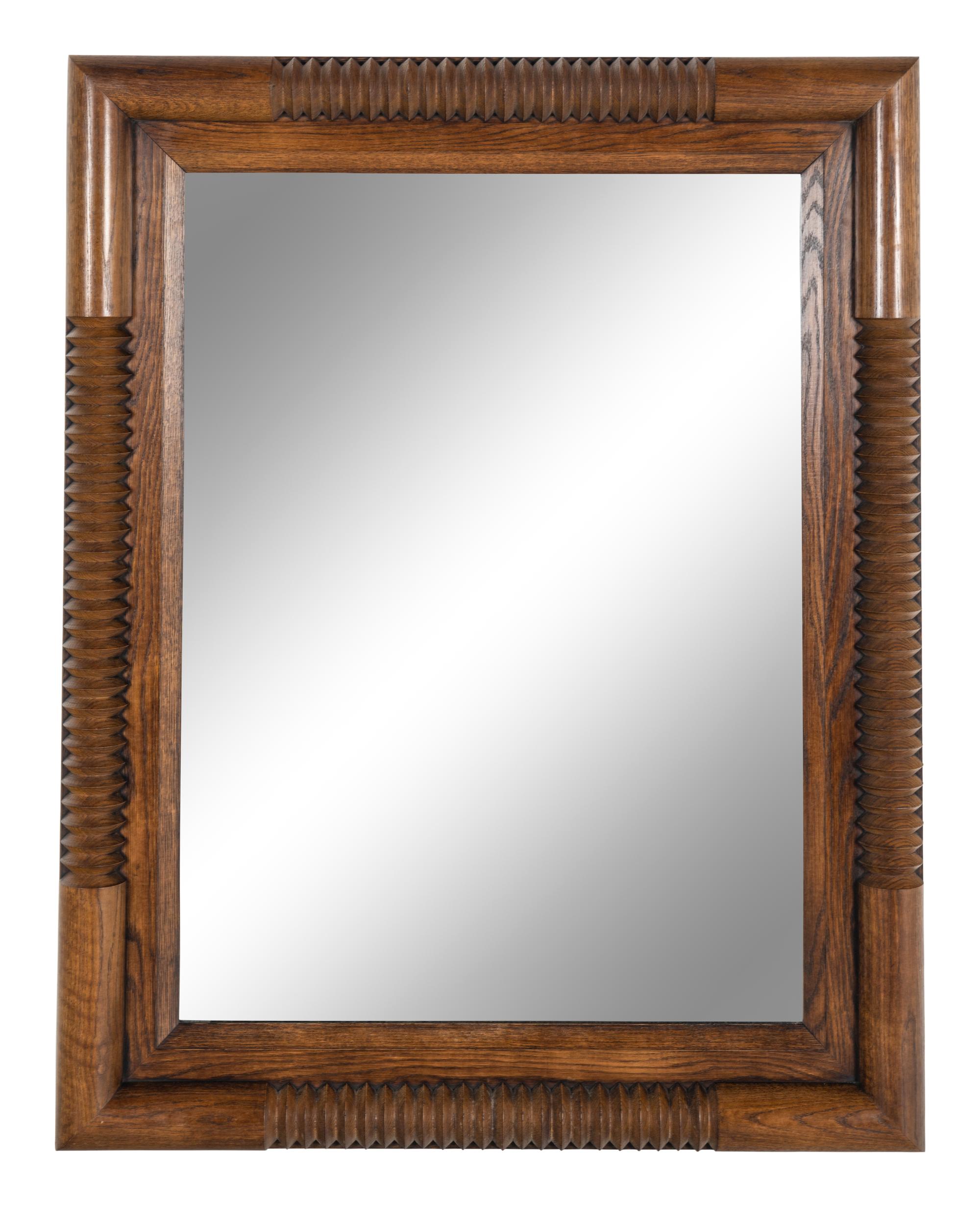 A Contemporary Carved Oak Mirror