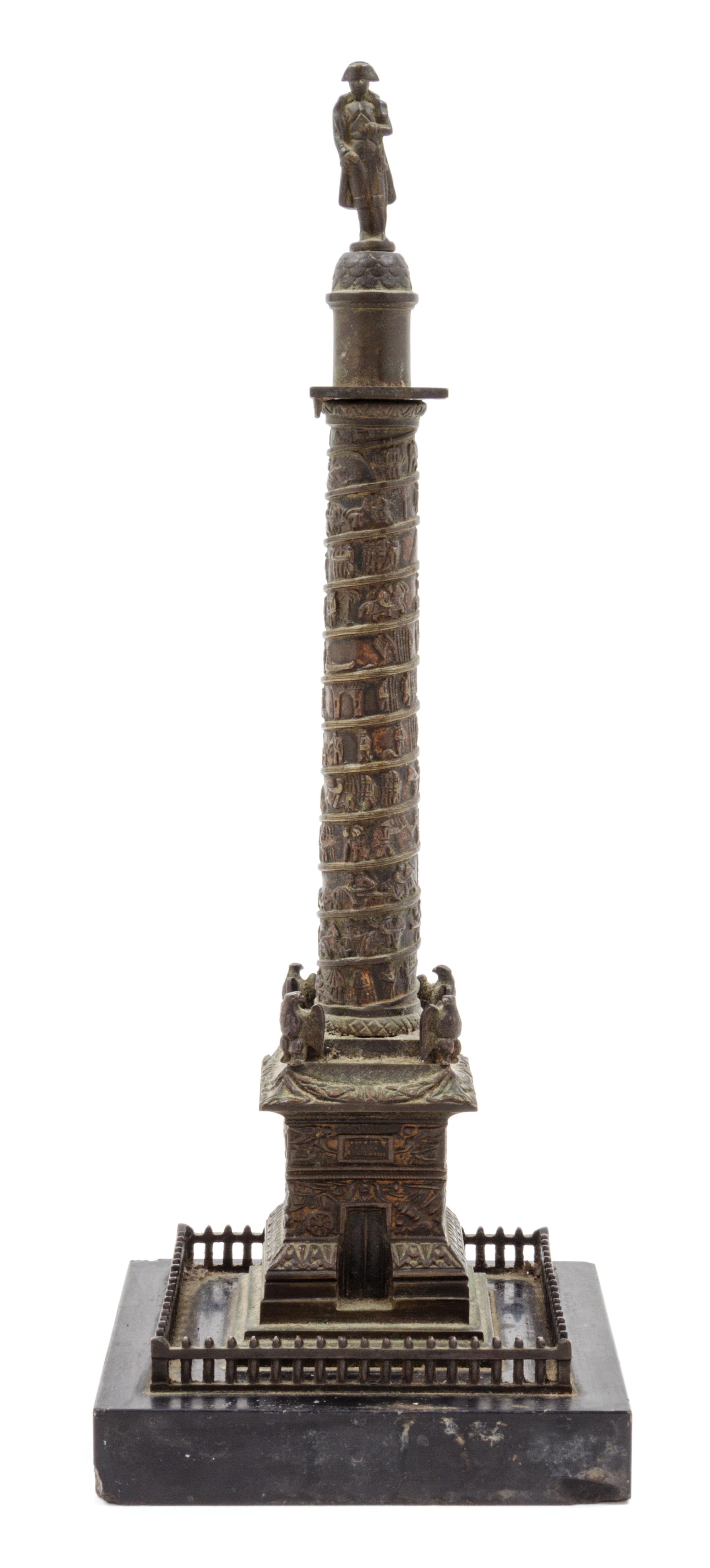 A Grand Tour Bronze Model of the Vendome Column Height 12 3/8 inches.