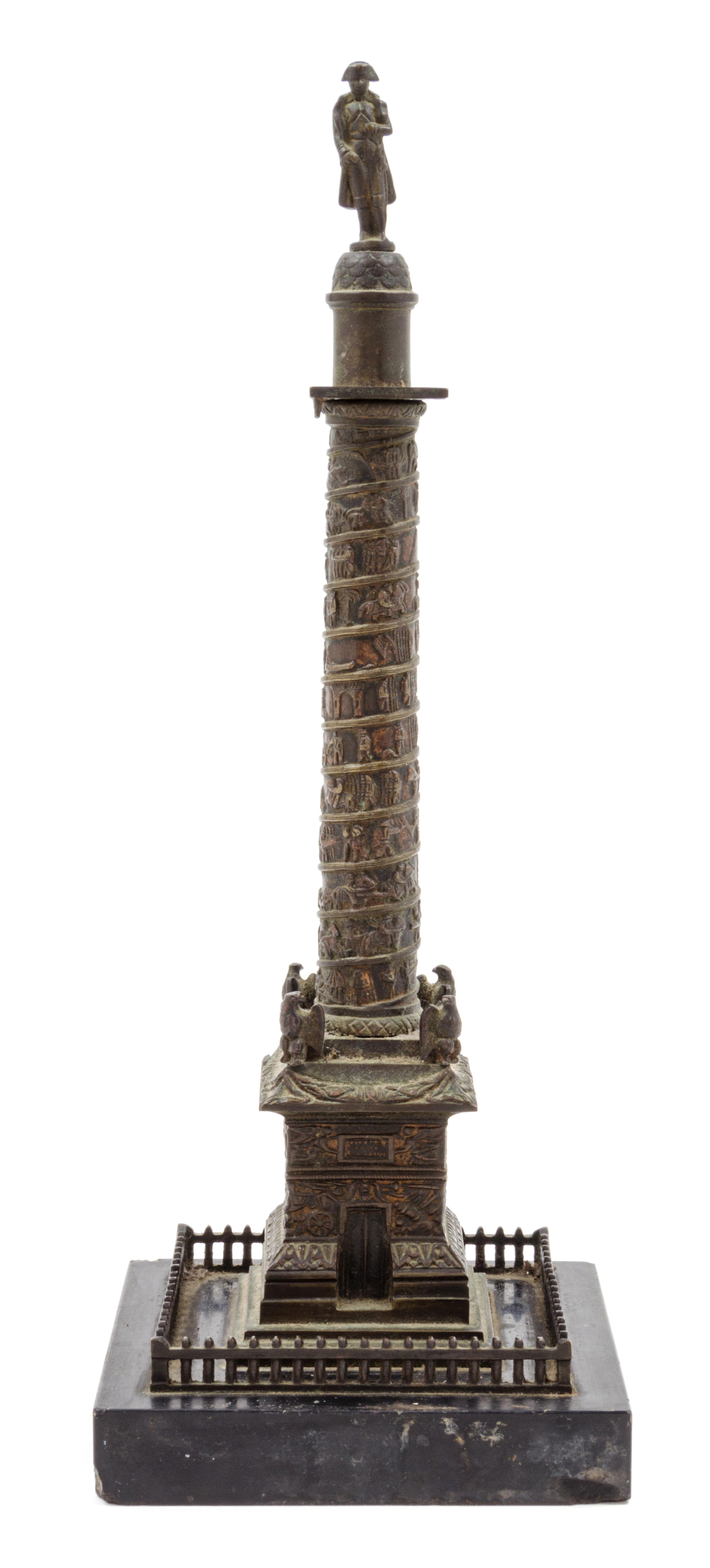 A Grand Tour Bronze Model of the Vendome Column Height 12 3/8 inches.