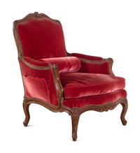 A Louis XV Velvet-Upholstered Bergère