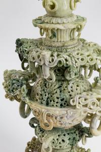 A Chinese Pierce-Carved Hardstone Incense Burner