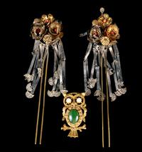 A Group of Three Chinese Metal Jewelry Articles