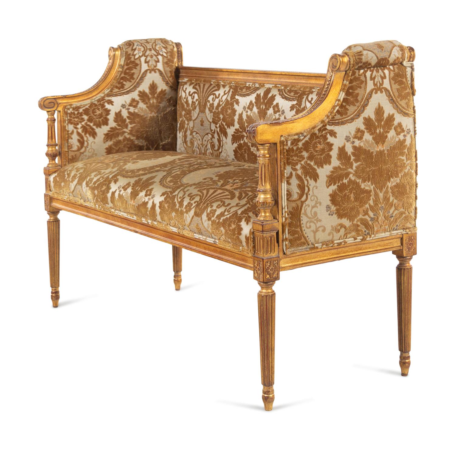 A Louis XVI Style Giltwood Settee