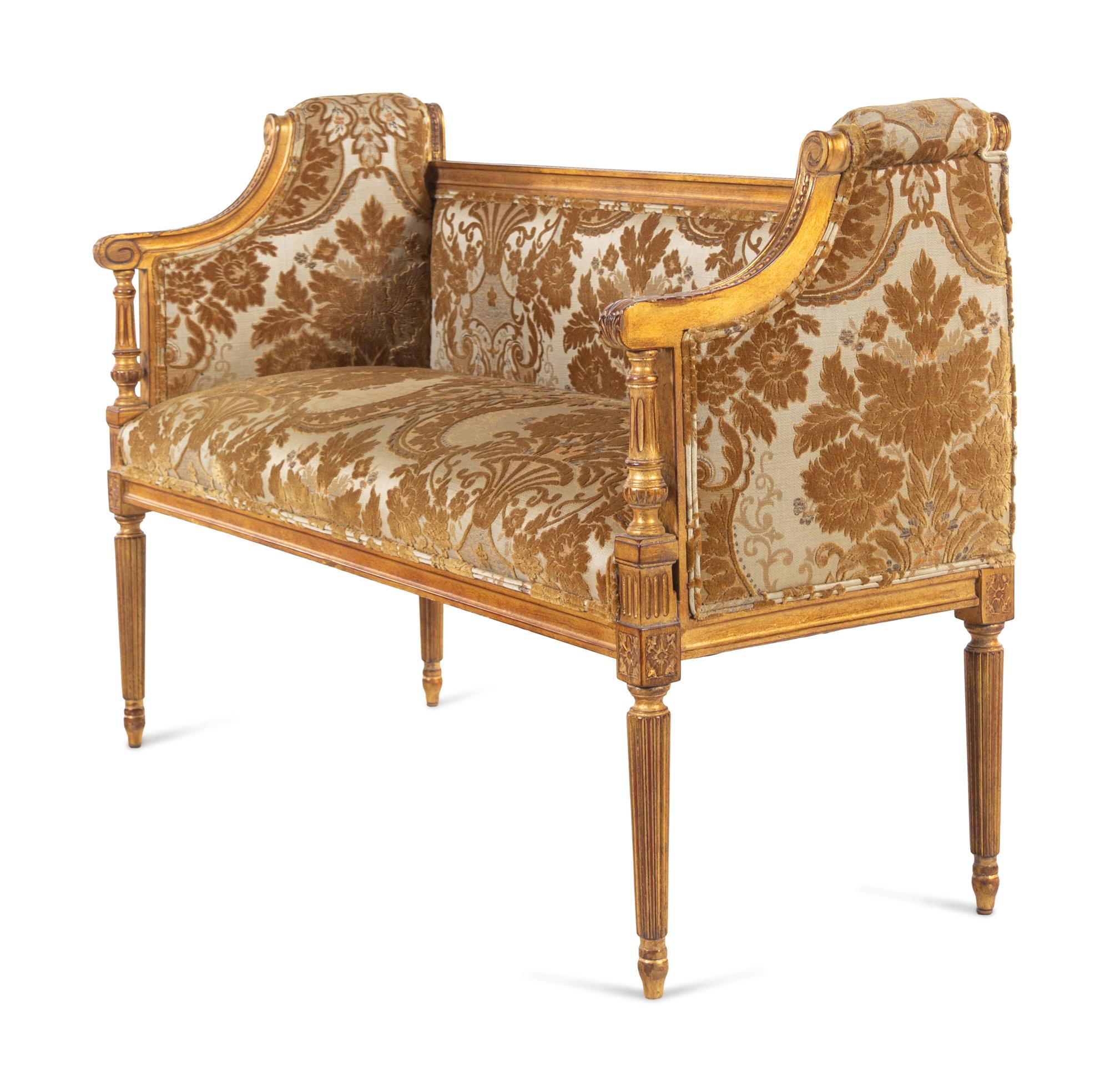 A Louis XVI Style Giltwood Settee