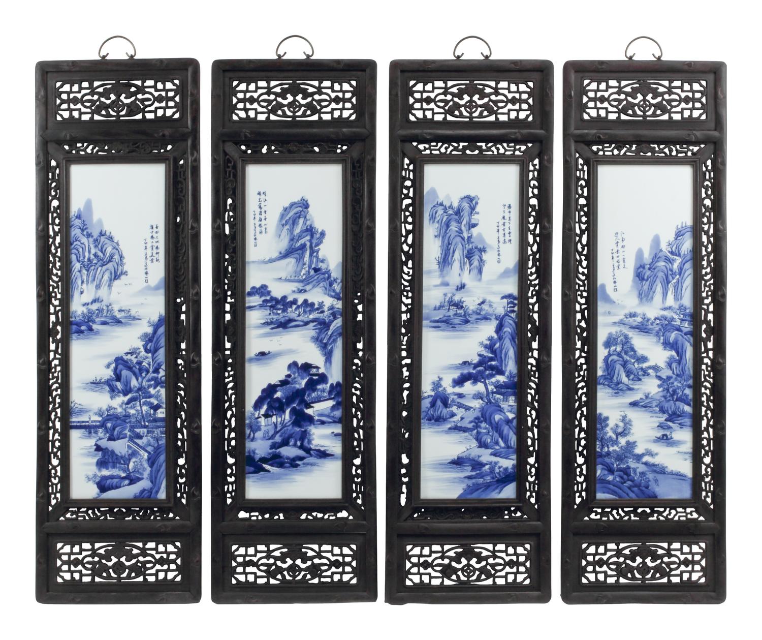 A Set of Four Framed Chinese Porcelain Plaques
