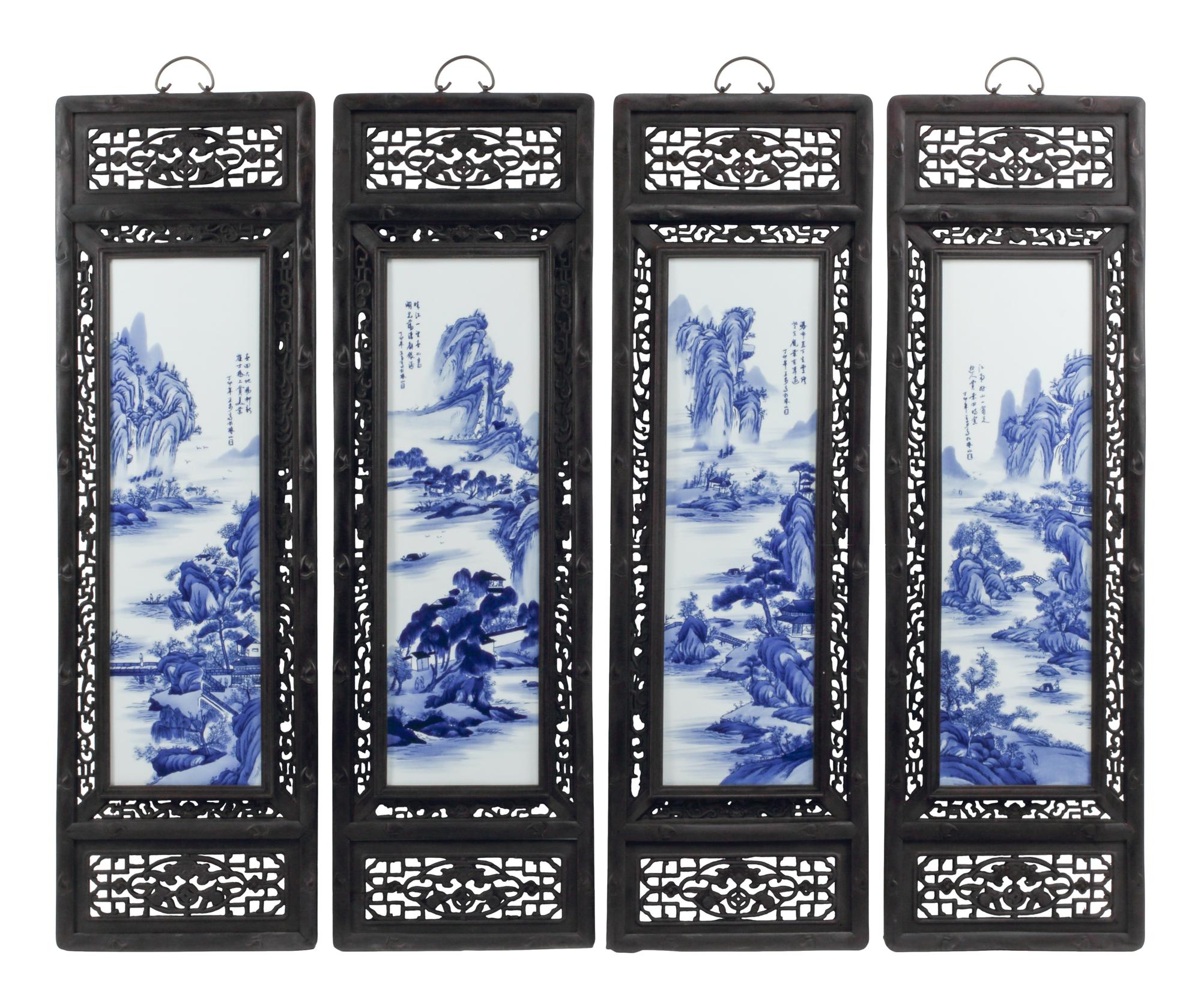 A Set of Four Framed Chinese Porcelain Plaques