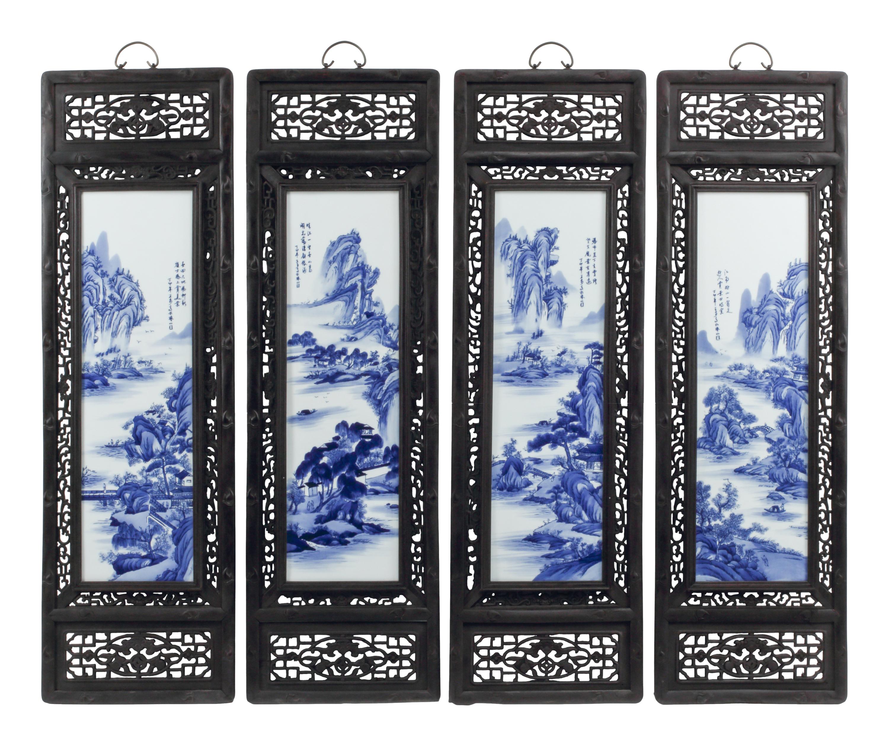 A Set of Four Framed Chinese Porcelain Plaques