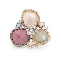 Multigem, Diamond, and Tricolor Gold Ring
