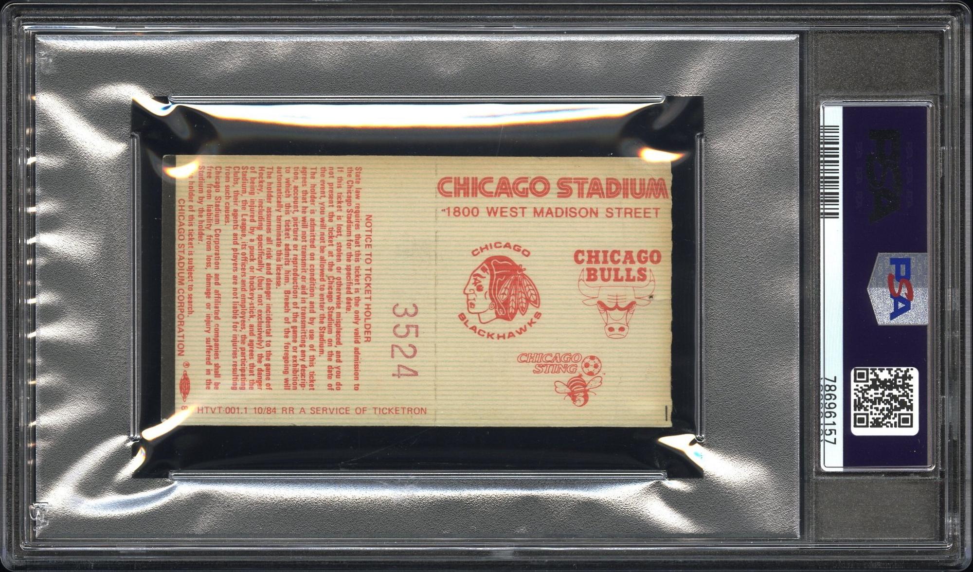 An October 26, 1984 Chicago Bulls vs. Washington Bullets Michael Jordan NBA Debut Ticket Stub / Chicago Stadium Box Office Example (PSA 1.5)