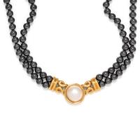 HEMATITE AND CULTURED MABE PEARL SET