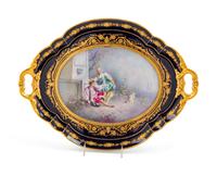 A Sèvres Style Painted and Parcel Gilt Porcelain Two-Handled Tray