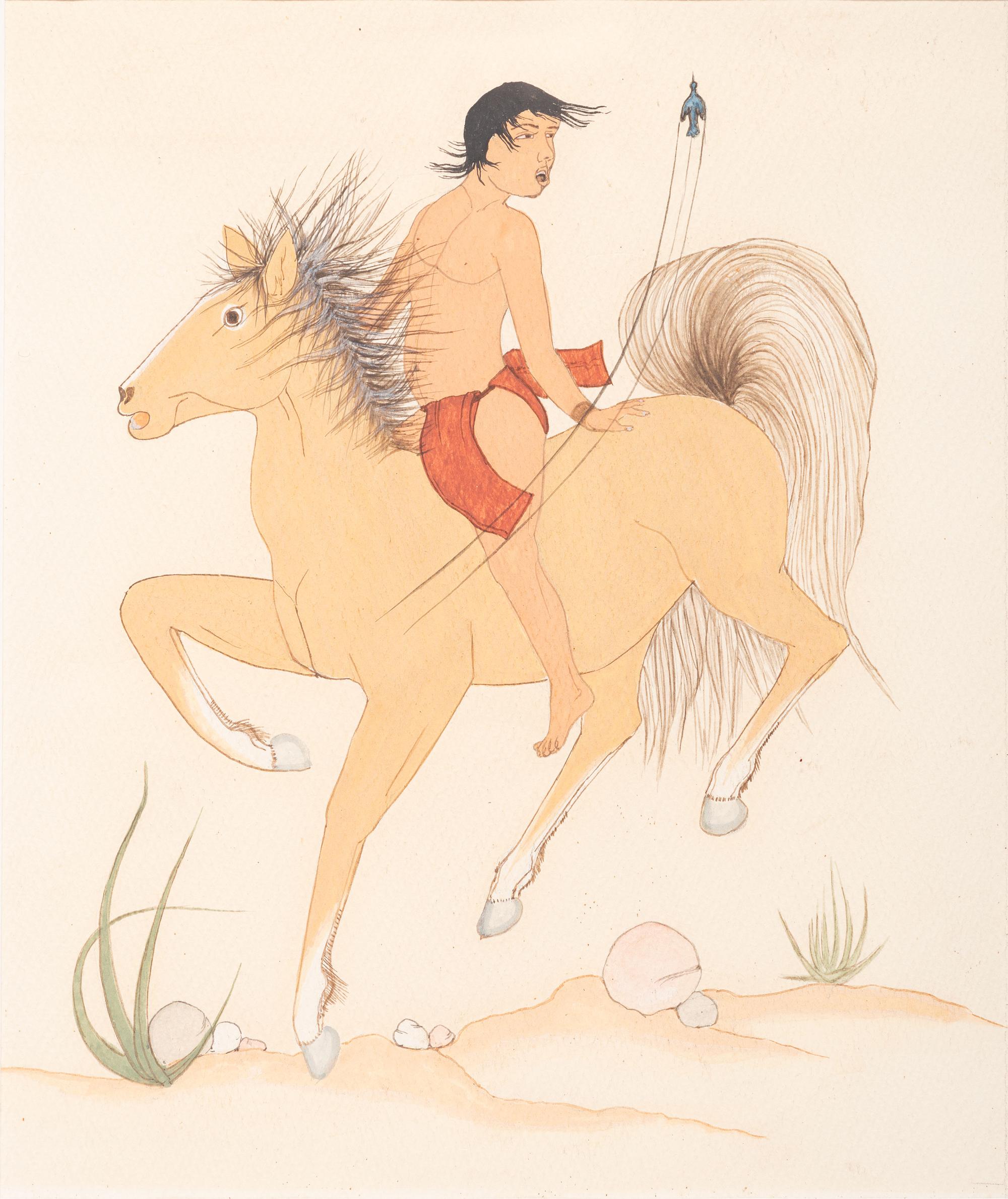 Indian Brave on Horse Back