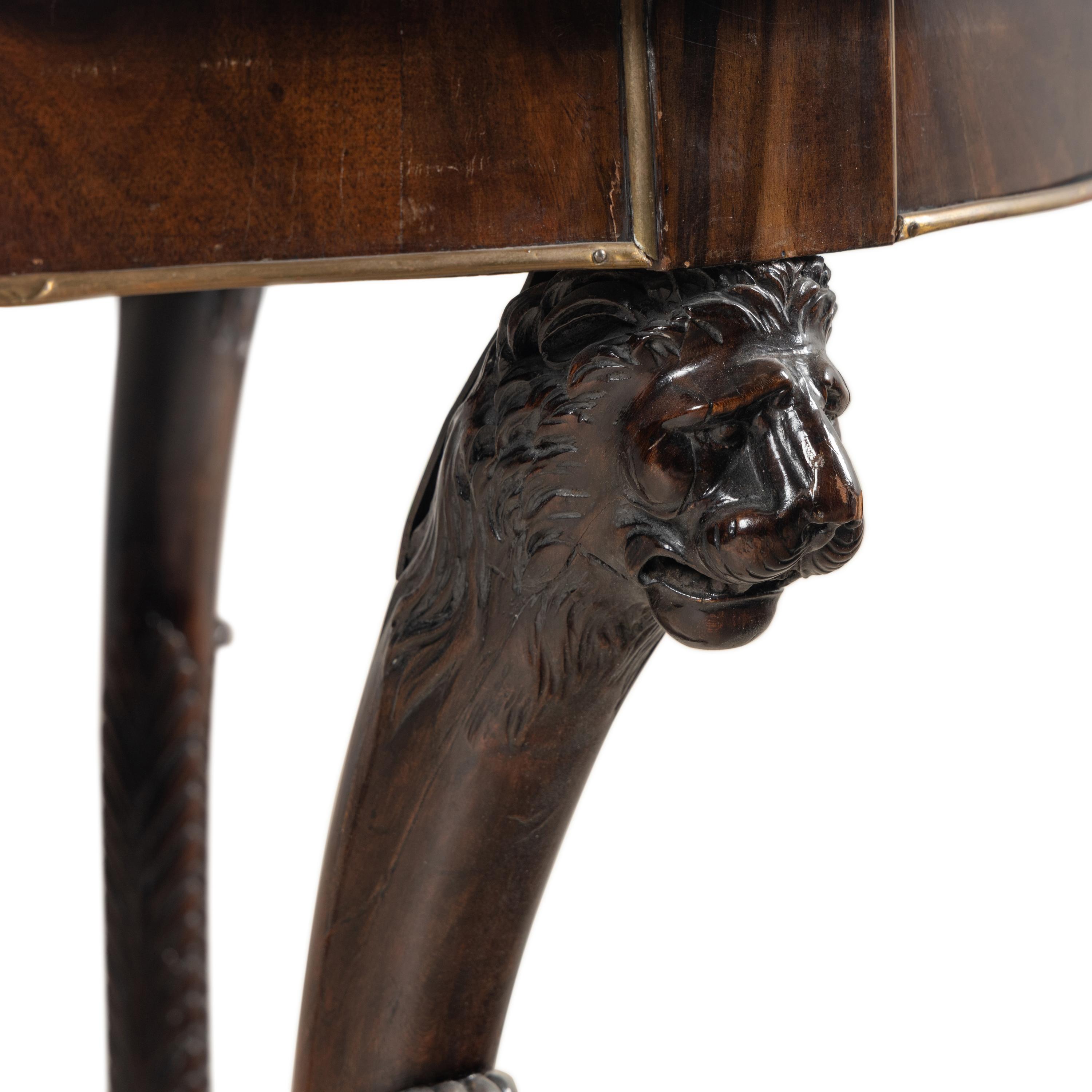 An Empire Brass Mounted Mahogany and Marble-Top Guéridon