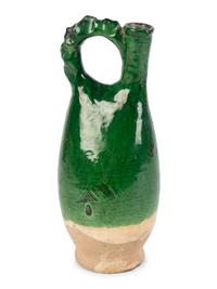 A Chinese Green-Glazed Pottery Cockscomb Ewer — LIAO DYNASTY