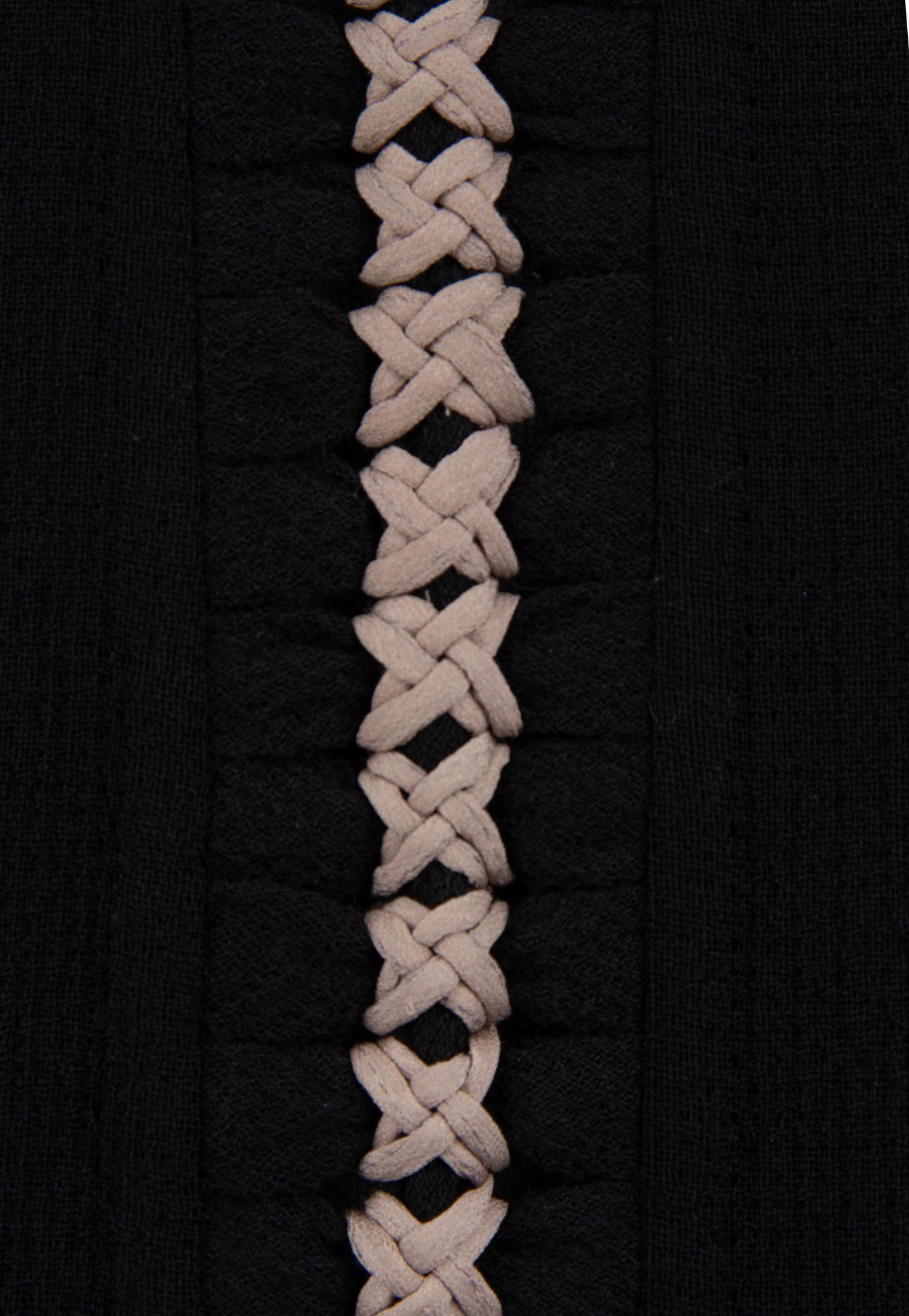 Ralph Rucci Wool Crepe Coat with Knotted Fabric Trim