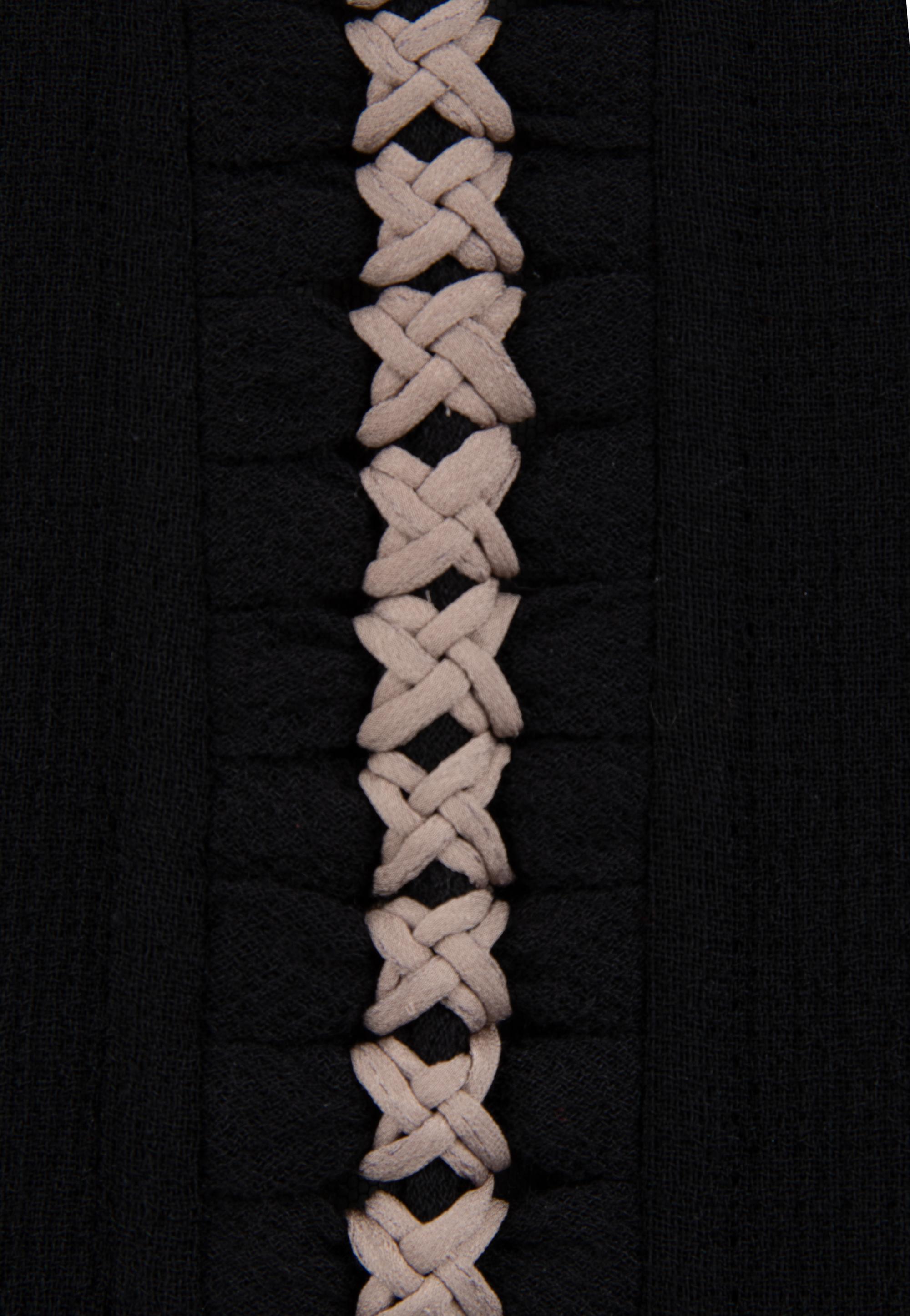 Ralph Rucci Wool Crepe Coat with Knotted Fabric Trim