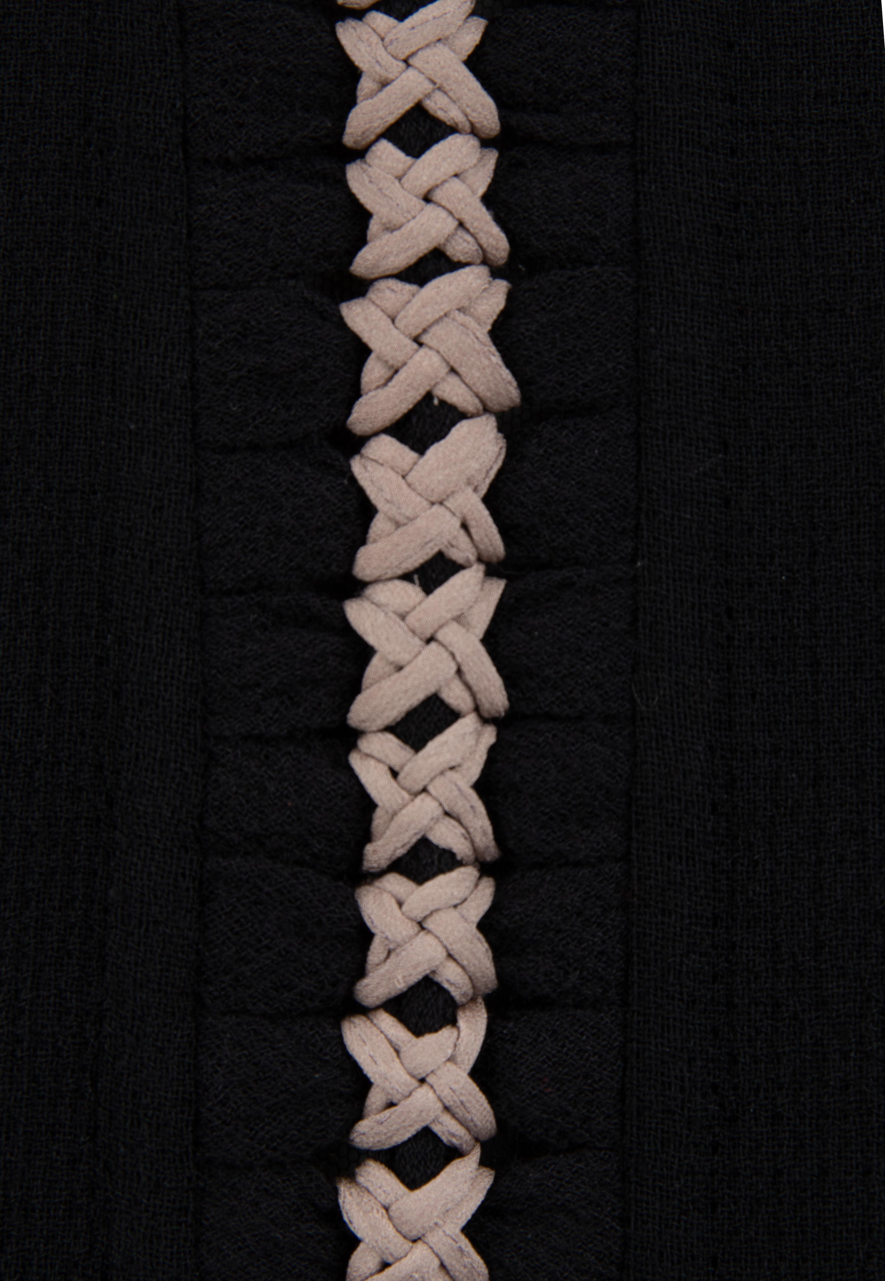 Ralph Rucci Wool Crepe Coat with Knotted Fabric Trim