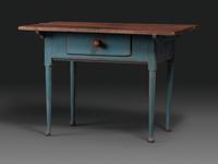 A Country Queen Anne Blue Painted and Red-Stained Walnut Tavern Table
