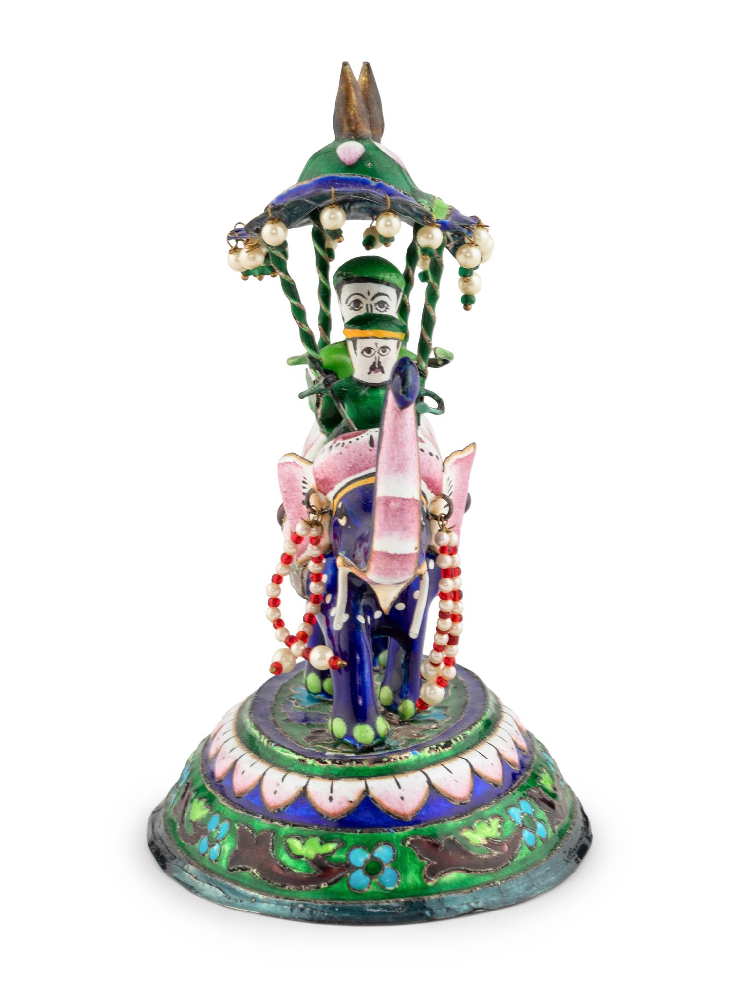 An East Indian Silver and Enamel Elephant