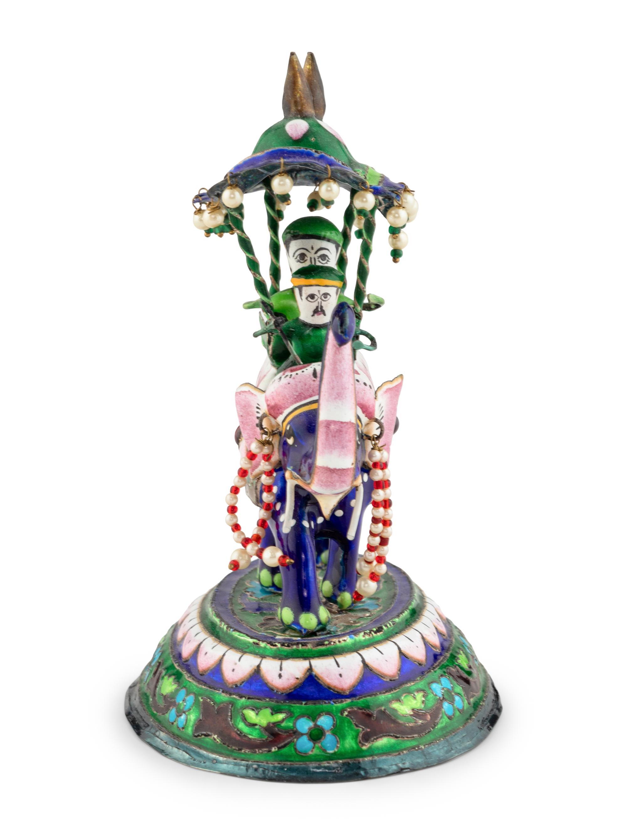 An East Indian Silver and Enamel Elephant