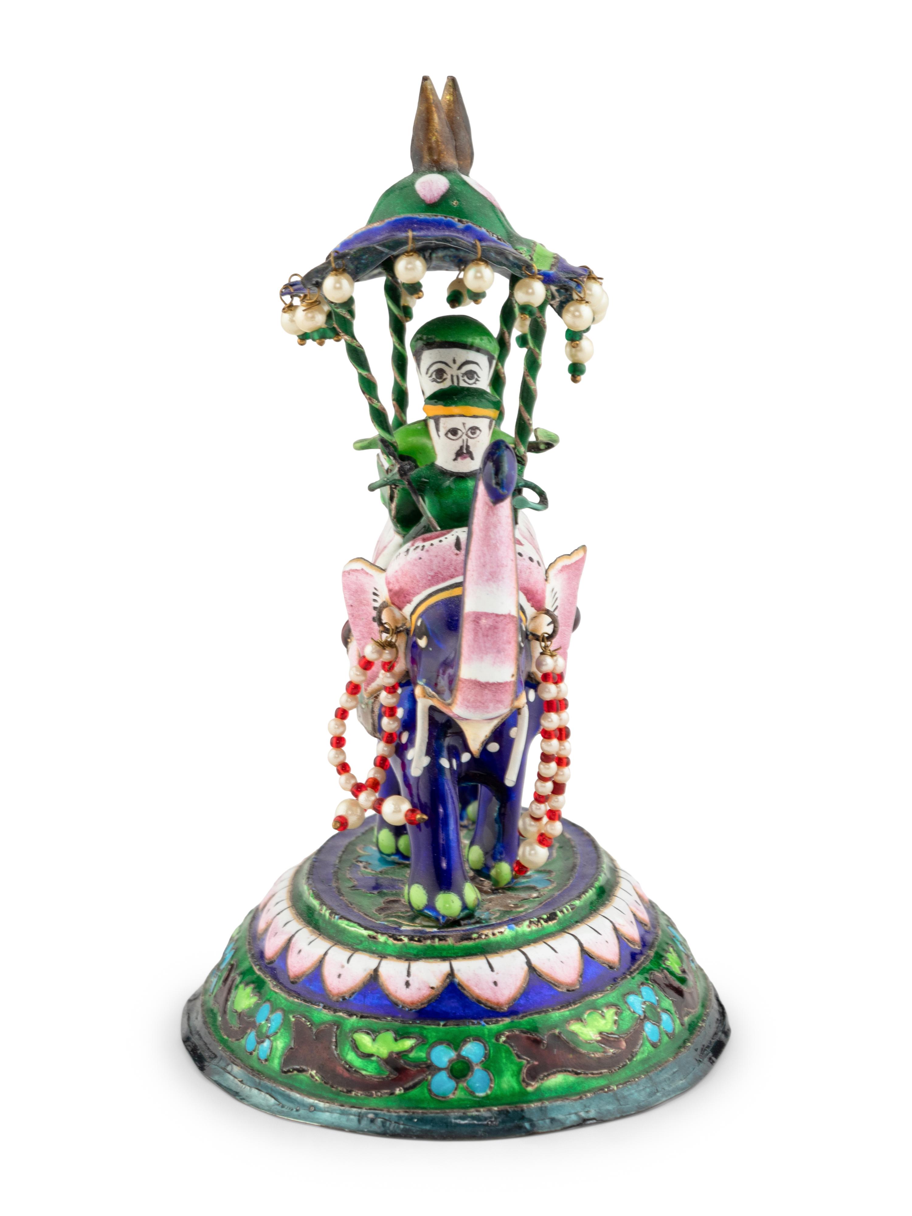 An East Indian Silver and Enamel Elephant