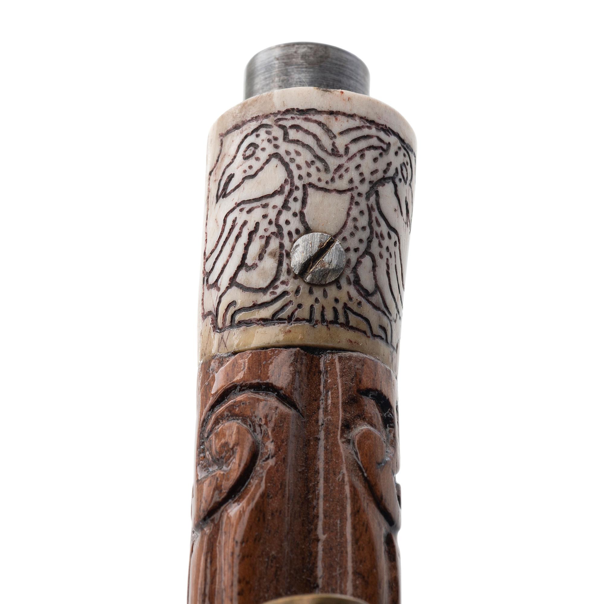 Contemporary Flintlock Jaeger Rifle with Carved and Fluted Stock