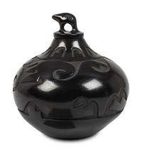 A Lidded Blackware Pottery Jar