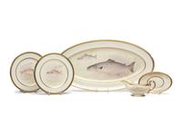 A Royal Doulton Parcel Gilt Porcelain Fish Service