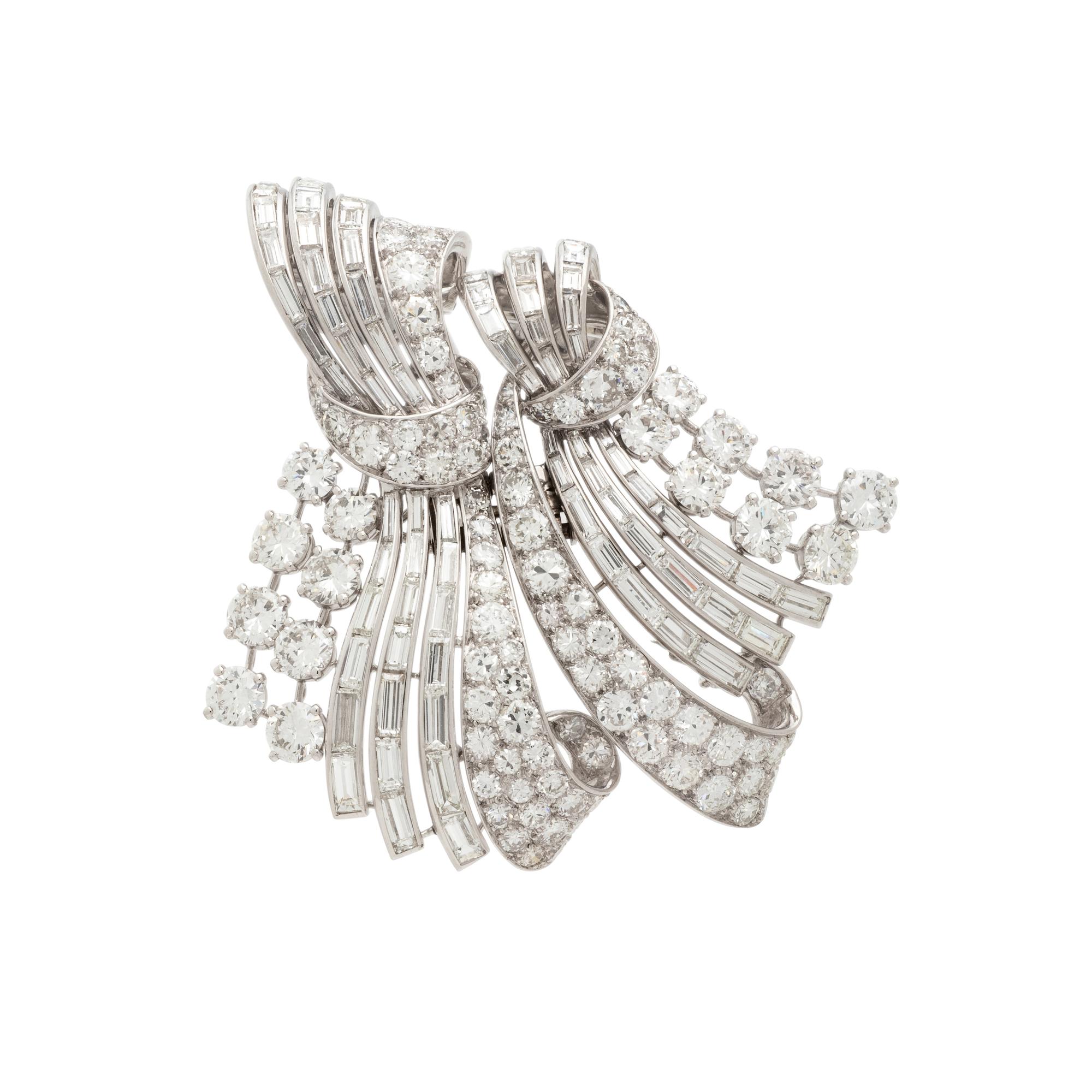 BOUCHERON, PARIS, DIAMOND DOUBLE CLIP BROOCH