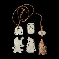 Five Chinese Jade Carvings, Qing Dynasty — 清 玉佩五枚