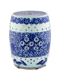 A Chinese Blue and White Porcelain Garden Stool