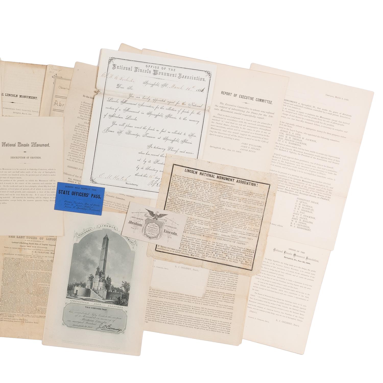[LINCOLN NATIONAL MONUMENT]. An archive of materials relating to the construction of the Lincoln Tomb at Oak Ridge.
