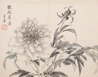 Two Chinese Hanging Scrolls Depicting Flowers and Plants