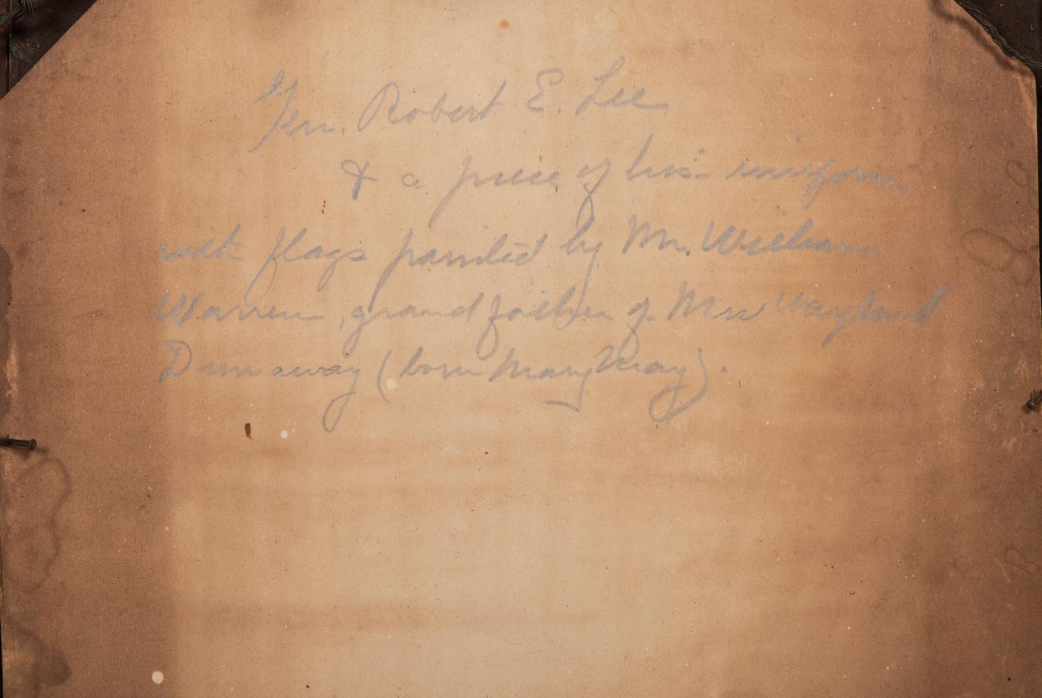 [LEE, Robert E. (1807-1870)]. Albumen photograph of Robert E. Lee with fabric identified as piece of General Lee's uniform.