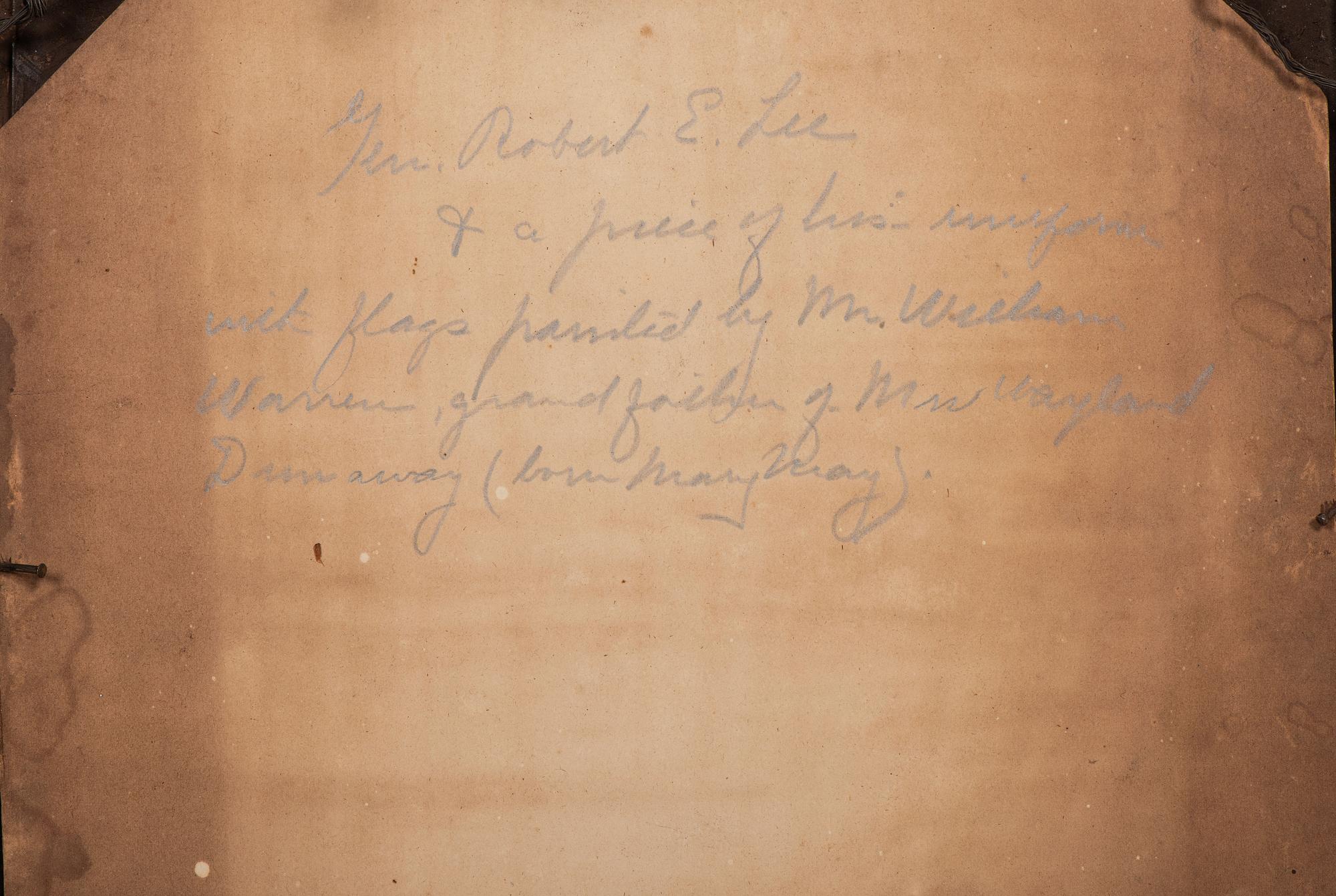 [LEE, Robert E. (1807-1870)]. Albumen photograph of Robert E. Lee with fabric identified as piece of General Lee's uniform.