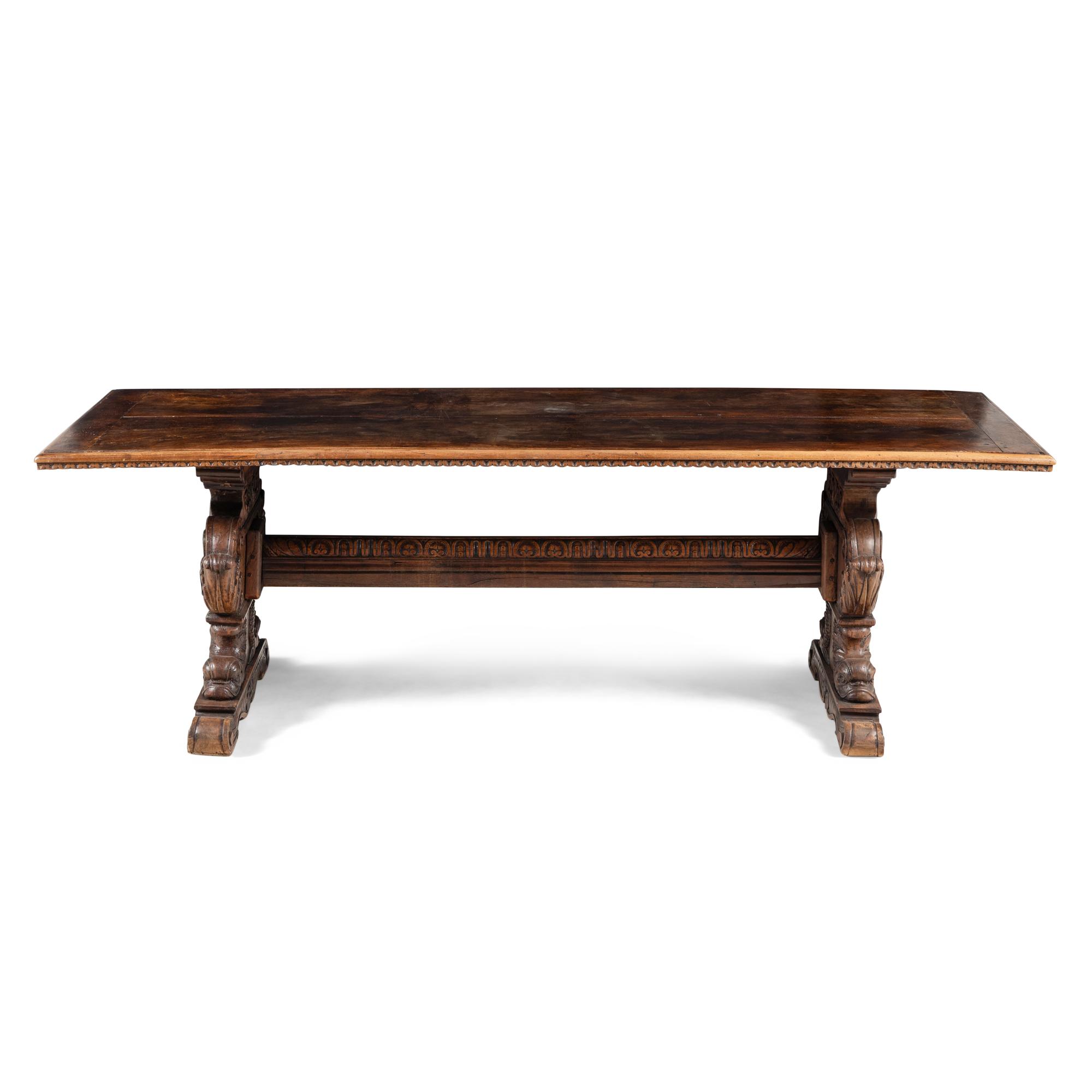 An Italian Renaissance Style Walnut Trestle Table