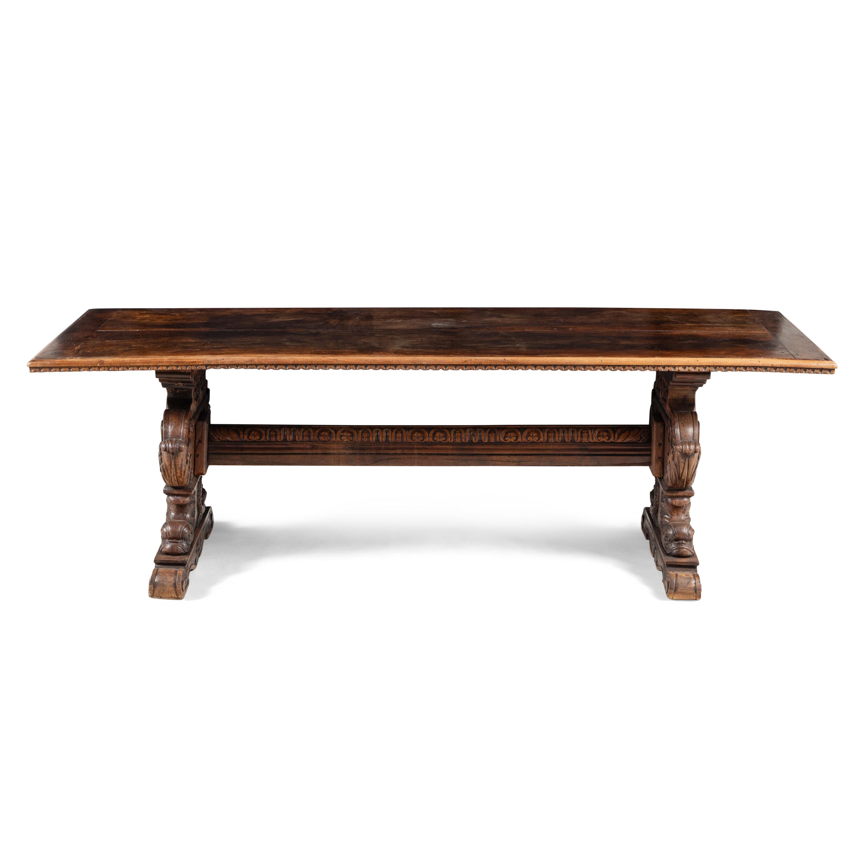An Italian Renaissance Style Walnut Trestle Table