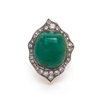 Andrew Grima, Platinum Topped Gold, Emerald and Diamond Ring