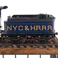 A 7 1/2-Inch Gauge Live-Steam Model Train of a New York Central and Hudson River Rail Road Engine and Tender with Stand